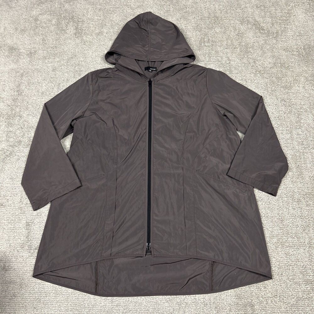 Sun Kim Jacket Womens 3X Full Zip Lagenlook Swing Pockets Brown Long Hooded USA